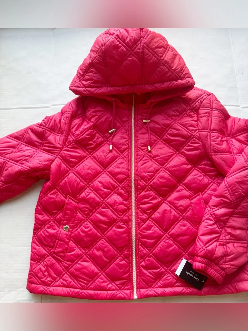Kate Spade New Water Resistant Quilted Jacket with Removable Hood size XL NWT